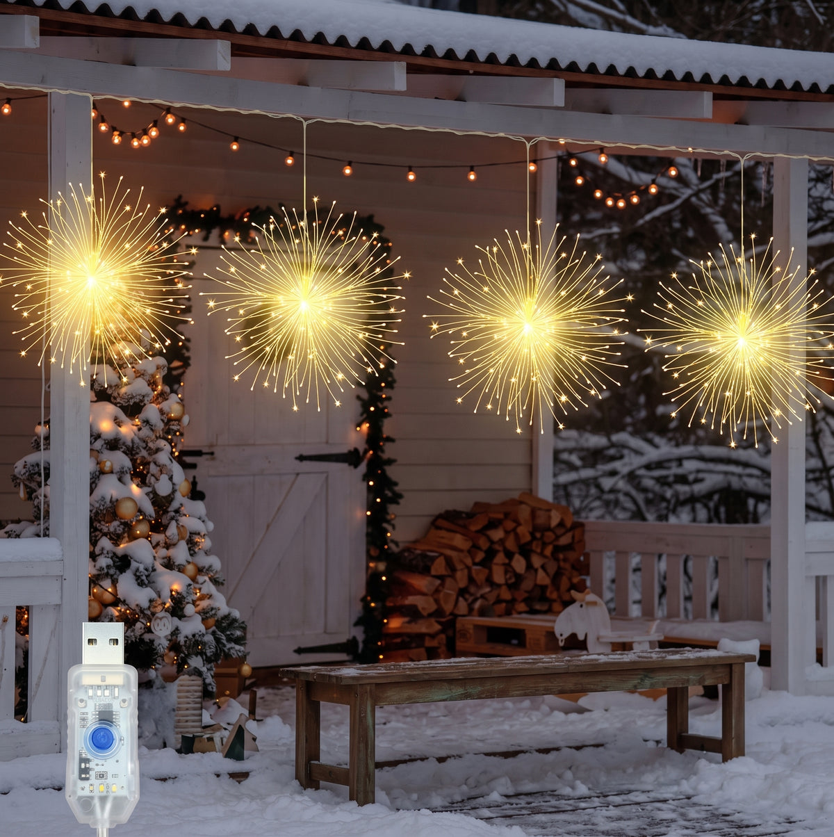 Luz Pólvora LED de 4 Ramales