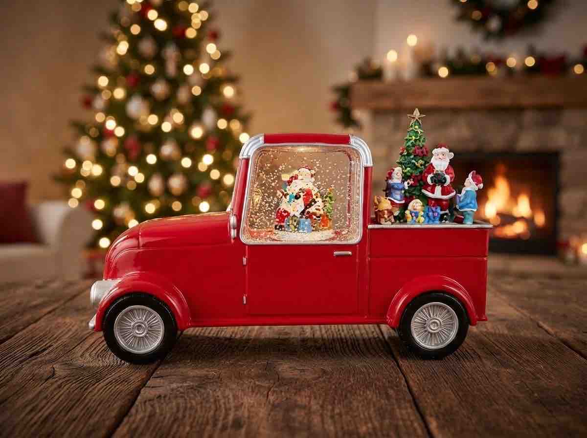 Carro Navideño rojo con papá Noel REF NL226